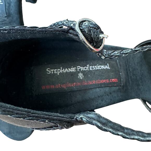 Stephanie Professional Ballroom dancing shoes 3" heel black suede satin 7 - Picture 7 of 13